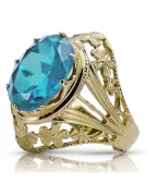 Yellow 8k gold Aquamarine ring vrc031x-aq Vintage craft Art Deco Russian USSR Soviet style